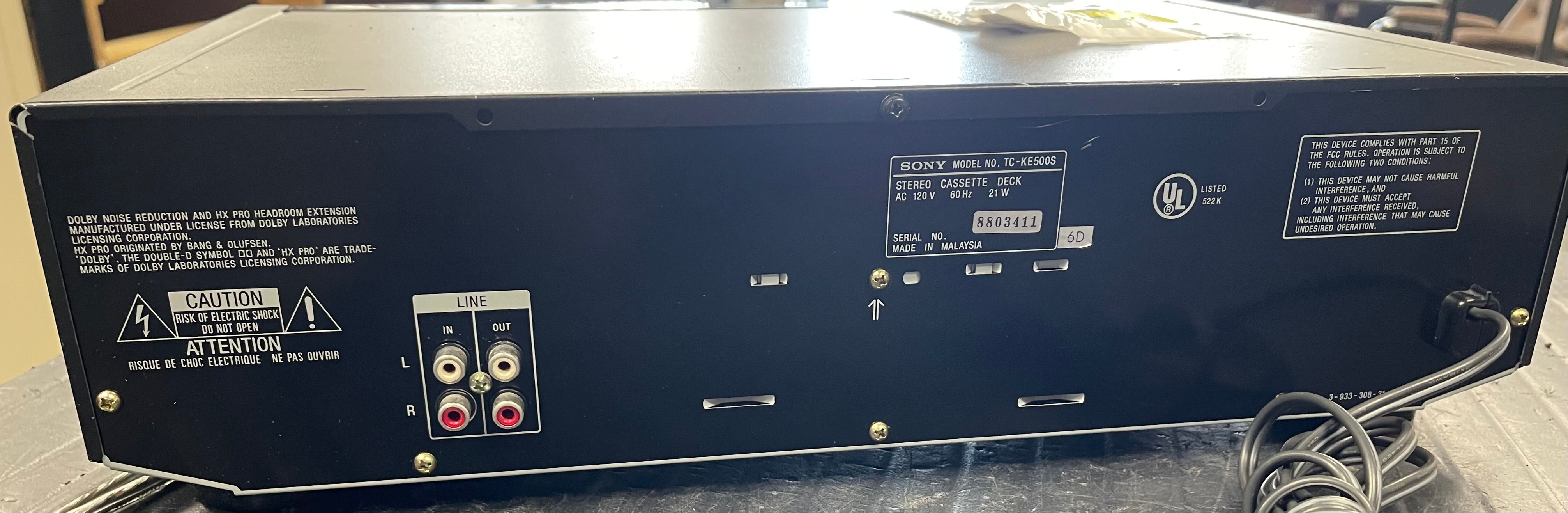 Sony TC-KE500S 3 Head Cassette Recorder/Player