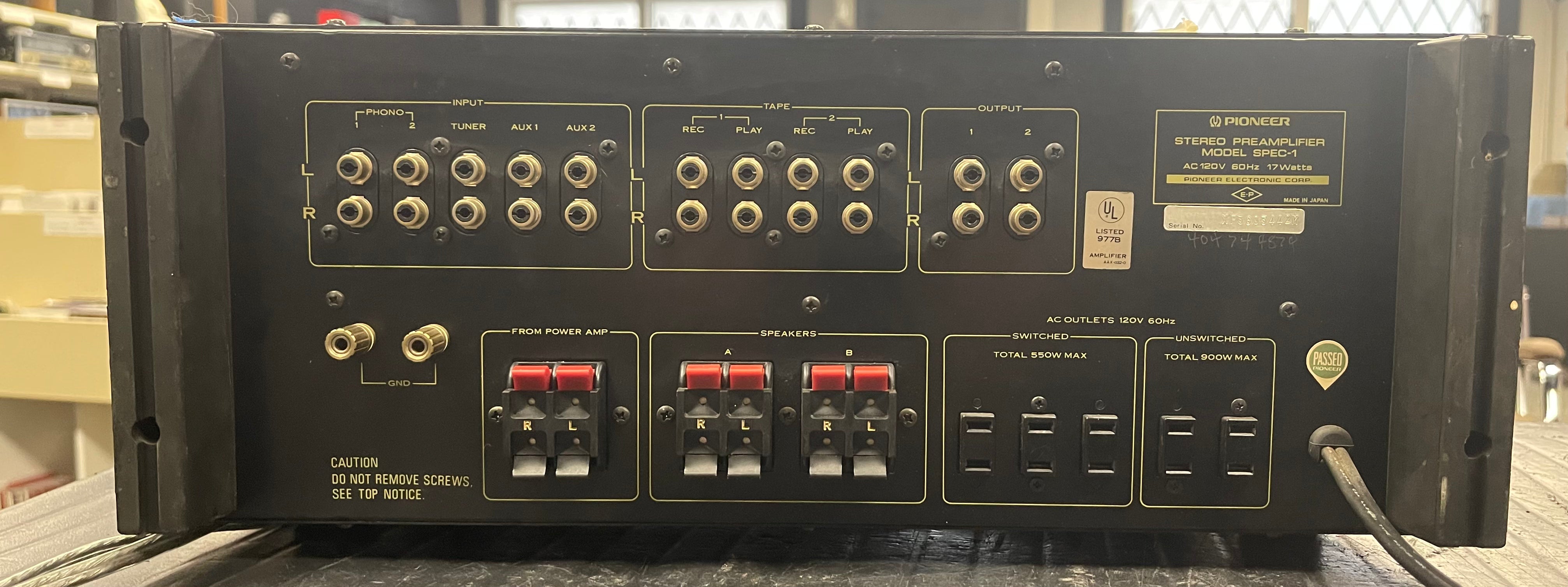 Pioneer Spec 1 Rack Mount Stereo Pre-Amp