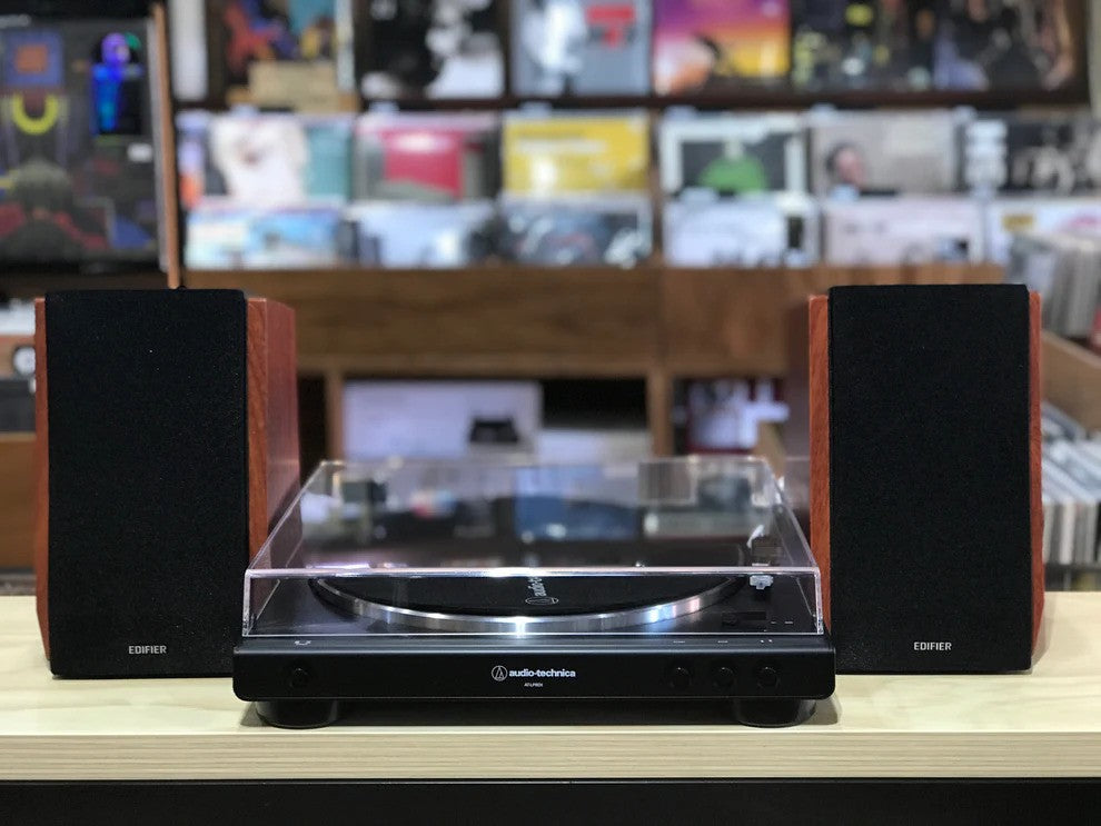 AT-LP60X-BK Turntable + R1700 Powered Speakers w/Bluetooth